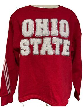 NEW Ohio State Buckeyes Colosseum Red Silver Crew Neck Sweatshirt Women's M